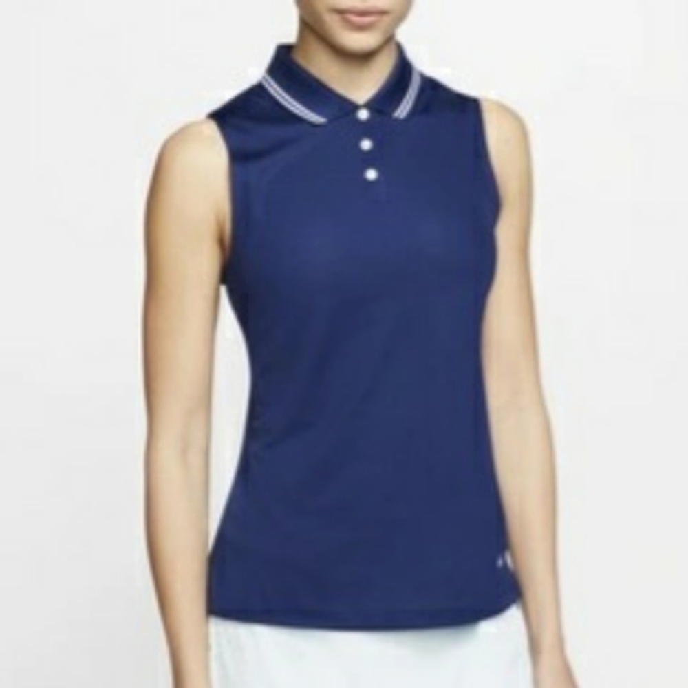 NIKE Dri-Fit Victory Ladies Sleeveless Golf Shirt Blue M